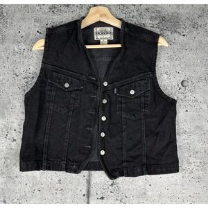 Vintage Levi's Black Vest Blue Tab Size Medium Womens